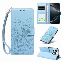 Funda Billetera Foxdock Compatible Con Iphone 16 Pro Max, Diseño Perrito Tierno, Ranuras Para Tarjetas Y Soporte Plegable