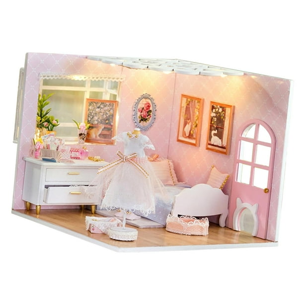 Kit De Bricolaje Para Casa De Muñecas, Kit De Muebles En Miniatura, Habitación Creativa, Dormitorio Para Niños Y Niñas