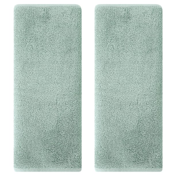 REGALWOVEN Toallas de Mano de Algodón Sólido, Juego de Toallas de Mano Suaves y Absorbentes, Toallas Faciales de 13" x 30" para Baño, Cocina Verde Claro 2 Piezas