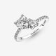 thumbnail image 3 of Anillo Pandora con doble corazón de plata de ley 925 brillante, 3 of 4