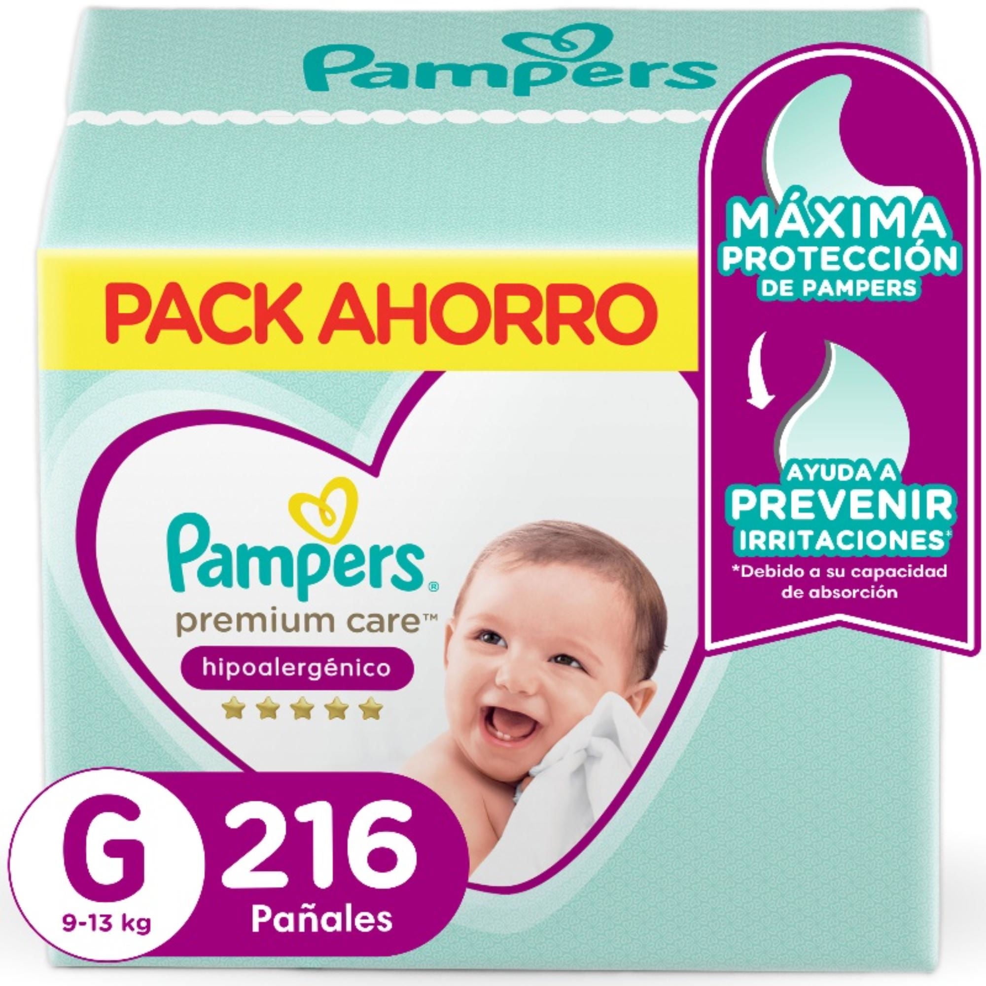 Pañales Desechables Premium Care Hipoalergénico Talla G 216 Un Pampers