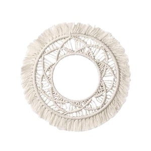 Bothyi - Espejo De Pared Con Tapiz Tejido De Macramé Para Decoración De Habitación De Bebé, Apartamento, Color Blanco Denso