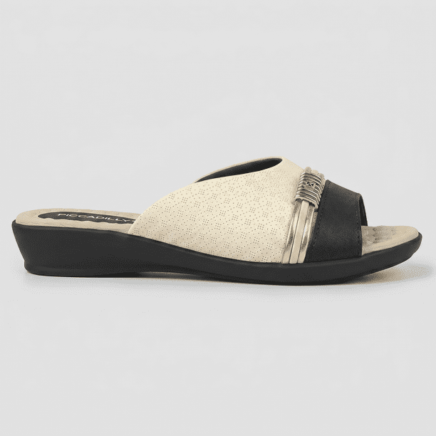 Sandalia Mujer Crema/Negro Camila 04 Piccadilly