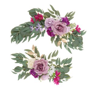 Bothyi - 2 Piezas Colgantes De Flores Artificiales Swag Rústico Para Decoración De Fiesta De Boda Púrpura