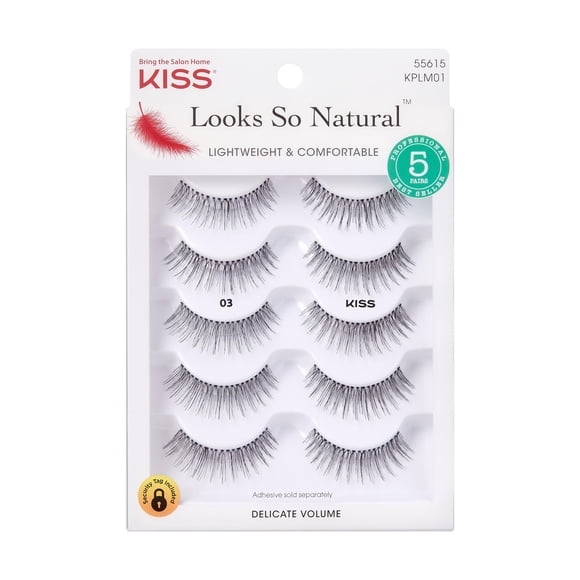 Paquete múltiple de pestañas postizas KISS Look So Natural, 03 x 5 pares