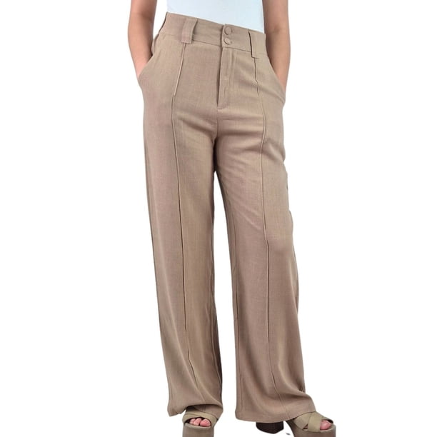 Pantalon Palazzo Premium Tipo Lino Semi Formal Casual Boton 902