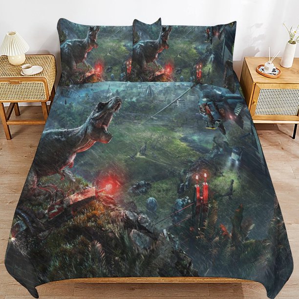 Jurassic-Park Jurassic-Park Bedding Set Sheet Set for Kids Adults,All Season Lightweight