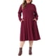 thumbnail image 2 of Agnes Orinda Conjuntos de Halloween Vestido Midi de Cuello Alto para Mujer Tallas Grandes Manga Larga Reunida Vestido Casual de Otoño Invierno de Punto con Bolsillos 4X Burdeos, 2 of 6