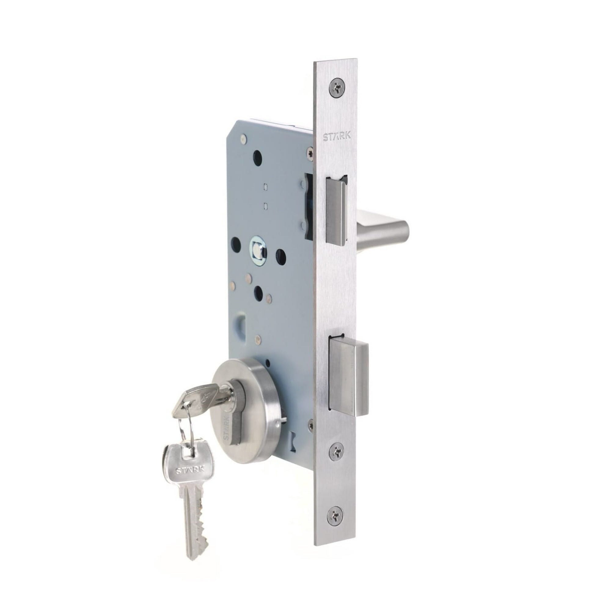 Stark Design - Cerradura De Embutir Puerta De Acceso Principal. Cilindro Ambos Lados. Manilla Interior Derecha O Izquierda, Modelo: Maite (acero Inoxidable 304). Sku: Sde200-ai.kit.maite1/2