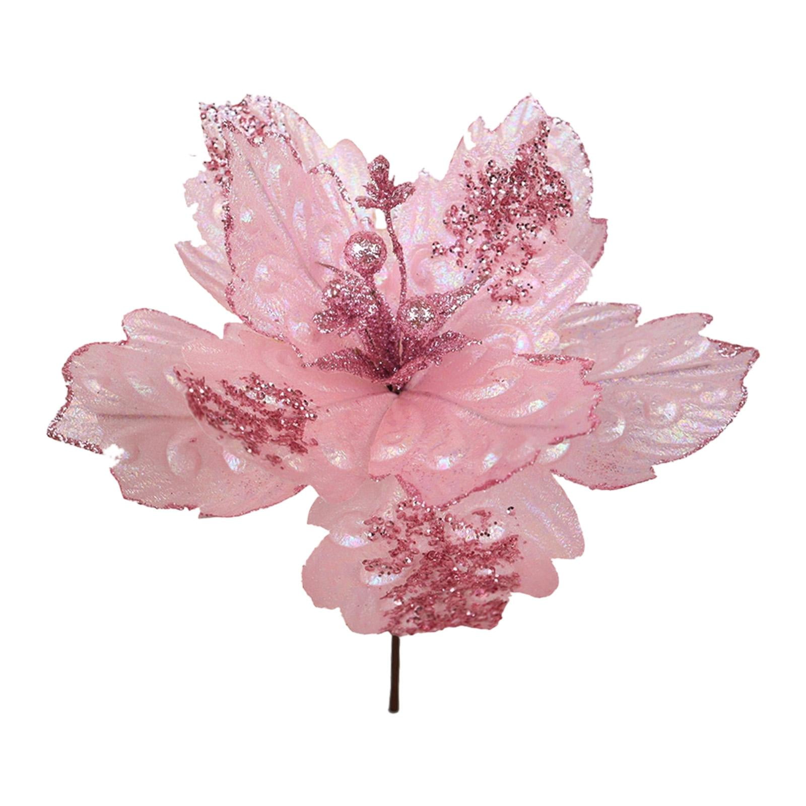 Magideal - Flor De Pascua Artificial De Seda Con Purpurina, Adorno Floral Sintético Ideal Para Decorar El Árbol De Navidad, La Mesa O Como Centro De Mesa En El H