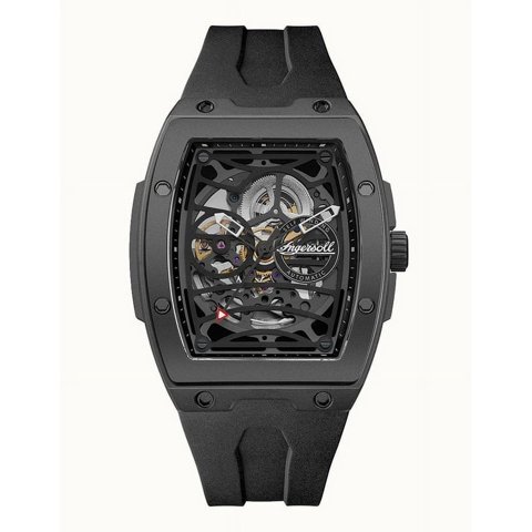 Reloj Ingersoll The Rim Polyurethane Strap Black Skeleton Dial Automatic I16201 Men'S Watch