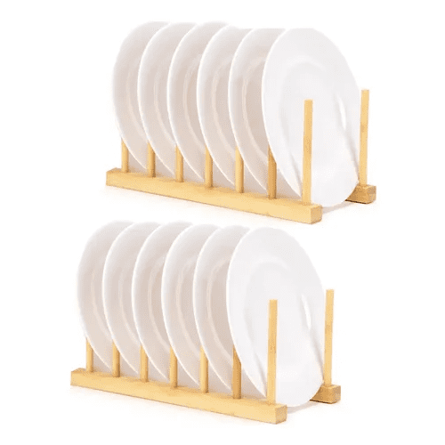 Genérico - Rack Organizador Platos Tazas Bambú Pack 2