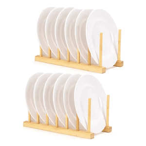 Genérico - Rack Organizador Platos Tazas Bambú Pack 2
