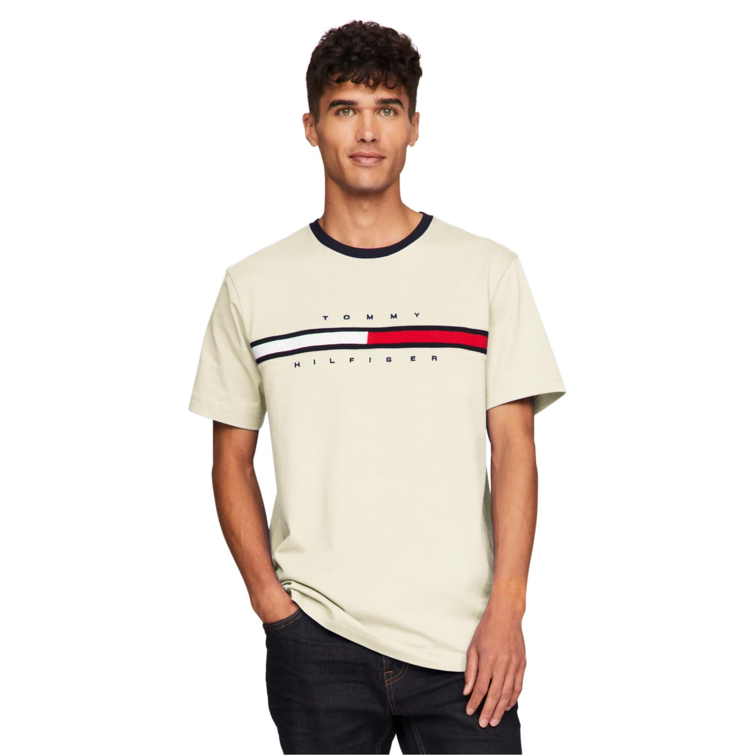 Camiseta Tommy Hilfiger De Manga Corta Con Estampado De Rayas Exclusivas Para Hombre