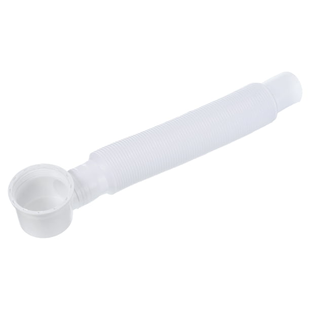 Uxcell 0.28m Tubería de Desagüe de Bañera de ABS Ajustable Tubo de Drenaje Flexible Blanco 1Pc
