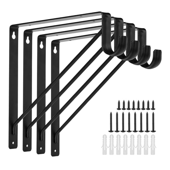 Soportes para barra de armario AYAYGD, resistentes, negros, 11 x 11 cm, acero