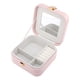 thumbnail image 3 of Caja de joyería cuadrada de cuero PU REGALWOVEN con espejo para mujeres, organizador de joyas de una sola capa con cierre a presión rosa, 3 of 7