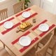 thumbnail image 3 of Juego de 6 Manteles Individuales de Casa de Campo Tejidos de Papel y Algodón para Decoración de Mesa de Comedor Interior Exterior Mantel de Cocina Limpiar con Paño Rojo 45x30cm, 3 of 6