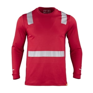 T-World - Polera Hibrida Cinta Reflectiva Manga Larga Rojo