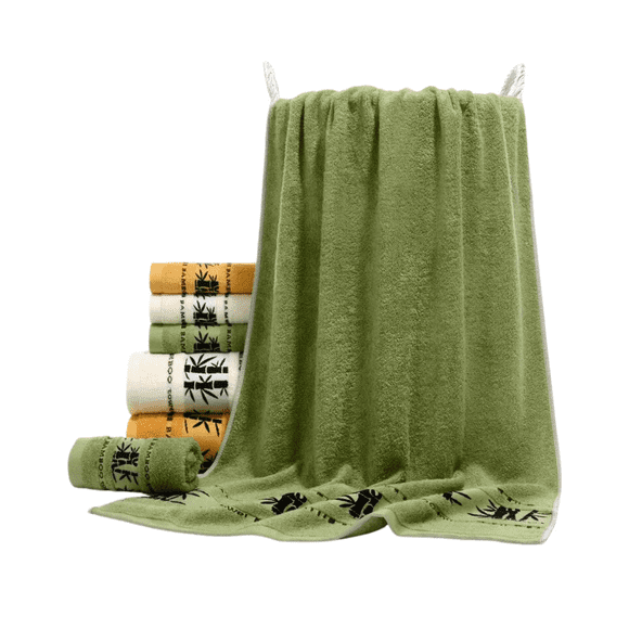 Set 4 Toallas Algodón Super Suave 450g 75x140 Cm Diseño Bambú