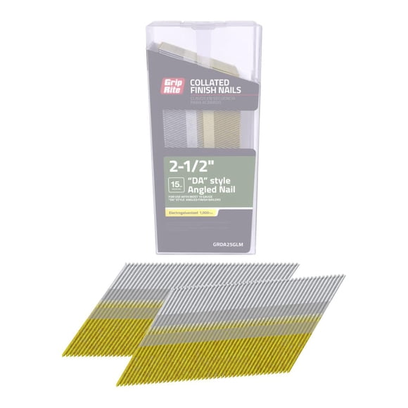 Finish Nails Grip-Rite GRDA25GLM, calibre 15, electrogalvanizado, 6,35 cm