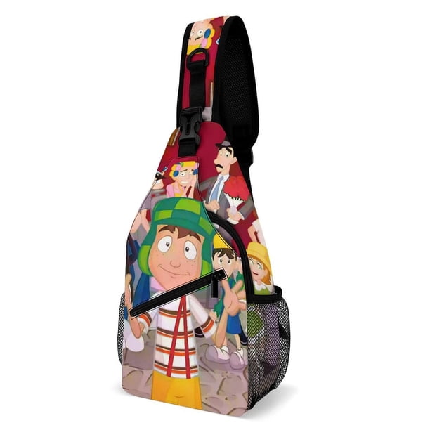 El Chavo del Ocho Riñonera Bandolera con Estampado Integral para Hombres y Mujeres, Bolso Cruzado Gráfico de Tendencia, Mochila de Hombro Streetwear para Ciclismo y Deportes, Riñonera Versátil Casual