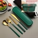 thumbnail image 1 of Set, 304 Stainless Steel Portable Gift Cutlery Set Korean Cutlery Knife Fork Spoon Chopsticks Four Piece Set Portable, 1 of 5