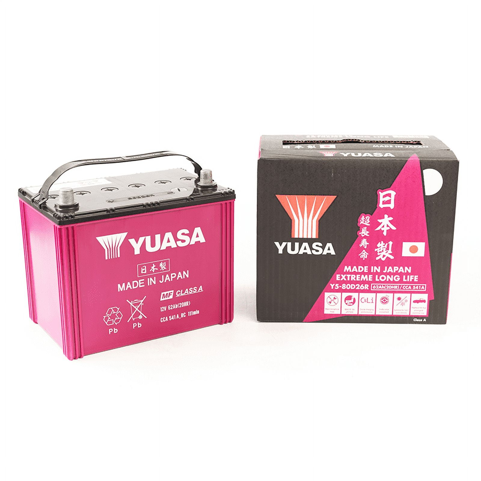Batería De Auto Yuasa 80d26r - 62 Ah Y 541 Cca