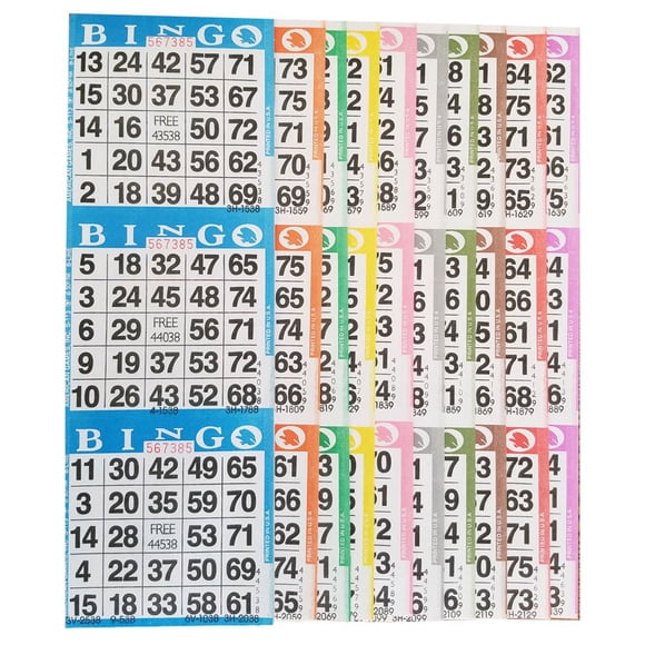 Tarjetas de juego de papel para bingo, juegos americanos, 3 tarjetas, 10 hojas