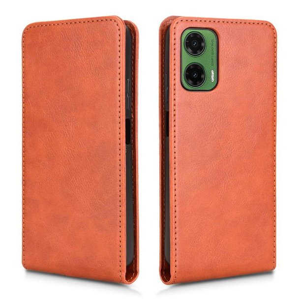 Funda tipo folio para Motorola Moto G35 5G con soporte magnético y protección para la cámara Marrón