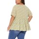 thumbnail image 3 of Agnes Orinda Tops Florales para Mujer Tallas Grandes Cuello Redondo Manga Corta Puños Elásticos Blusas Peplum Casual 3X Amarillo, 3 of 4