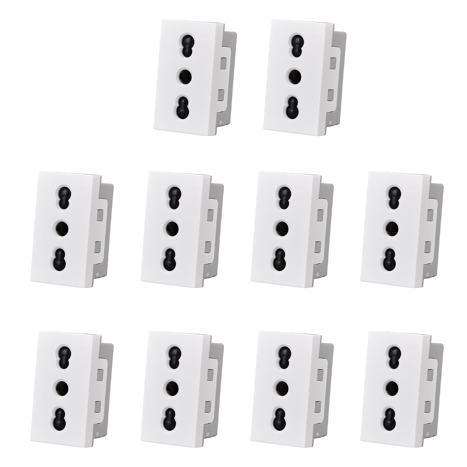 Genérico - Pack 10 Modulo Tomacorriente 10/16a 250v Blanco