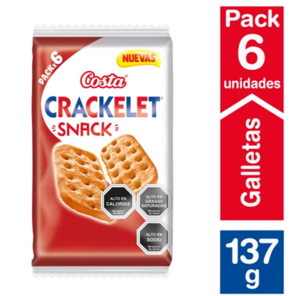 Galletas Saladas Snack 6 Un Bolsa, 137 g