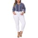 thumbnail image 2 of Agnes Orinda Camisetas de Mujer Tallas Grandes Cuello en V Manga 3/4 Camiseta de Punto Rayas Blusas Boho 4X Azul Marino, 2 of 5
