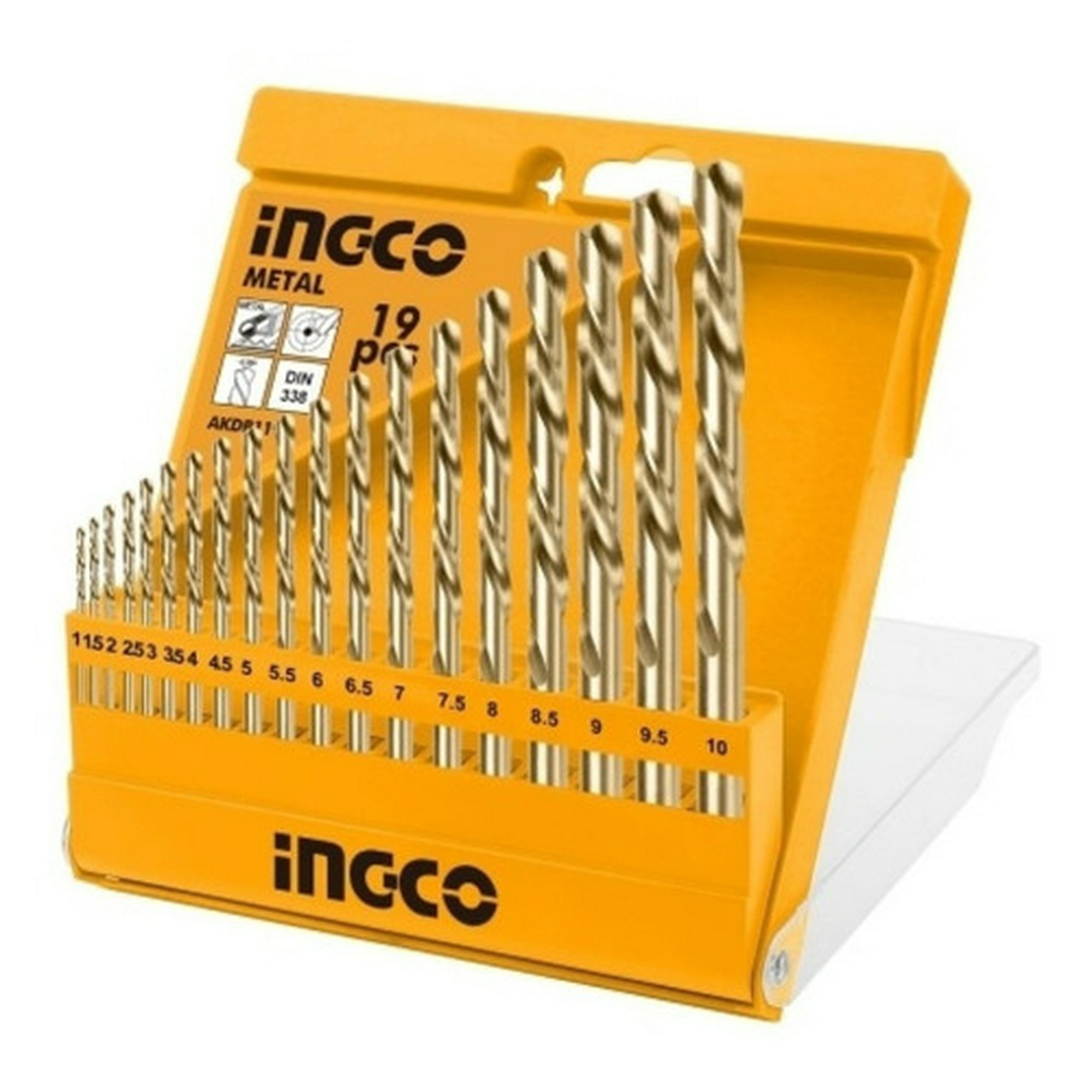 Set Brocas Para Metal 19 Piezas 1-10mm Ingco Akdb1195