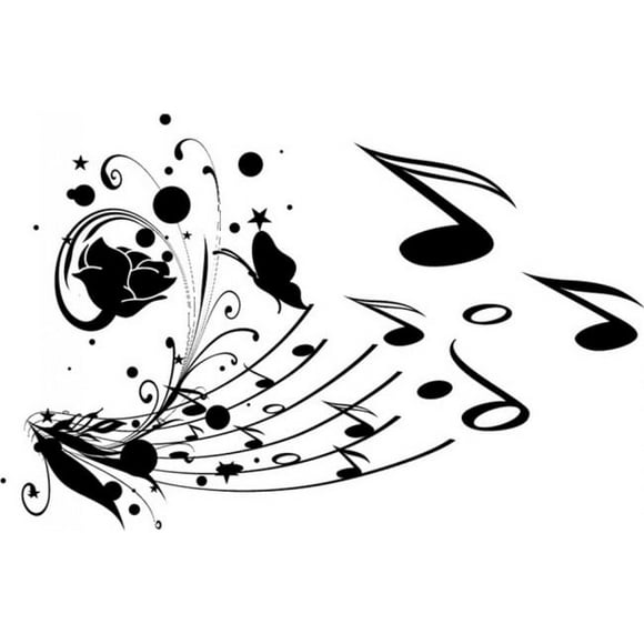 Decomural Music Notes Floral Flowers WS-15514