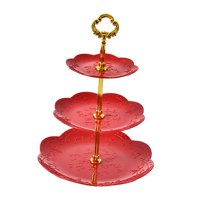 Magideal - Soporte Para Repostería De 3 Niveles, Bandeja Decorativa Para Servir Frutas, Bandeja Para Servir Aperitivos, Soporte Para Pastel, Baby Shower, Boda De Estilo E