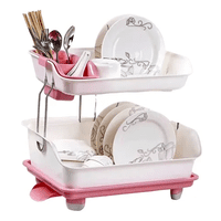Genérico - Escurridor Fregadero 2 Niveles Color Rosa