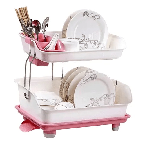 Genérico - Escurridor Fregadero 2 Niveles Color Rosa