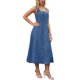 thumbnail image 4 of INSPIRE CHIC Vestidos de Mezclilla sin Mangas para Mujer Escote Cuadrado Maxi Vestido de Jean Azul S, 4 of 6