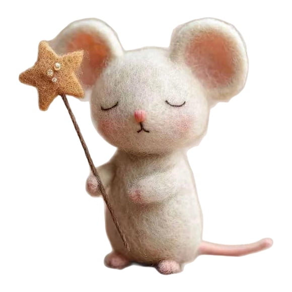 Figura En Miniatura De Ratón De Fieltro Hecho A Mano Con Estrella Para Regalo De Cumplea?os O Fiesta Navide?a, Estilo E
