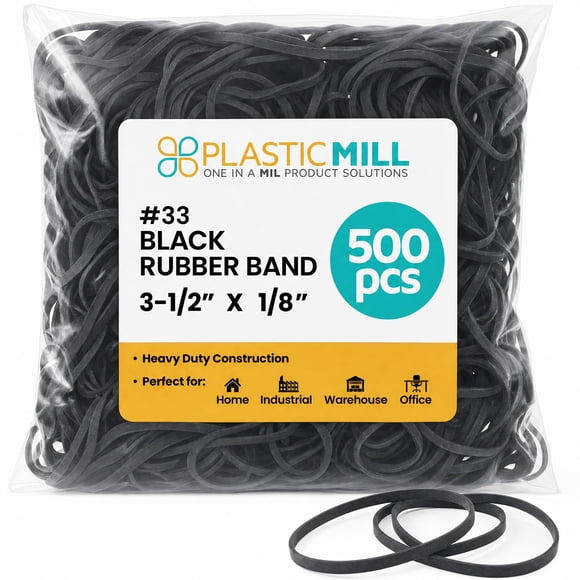 Bandas elásticas PlasticMill 8,9 cm paquete de 500 negras 0,45 kg