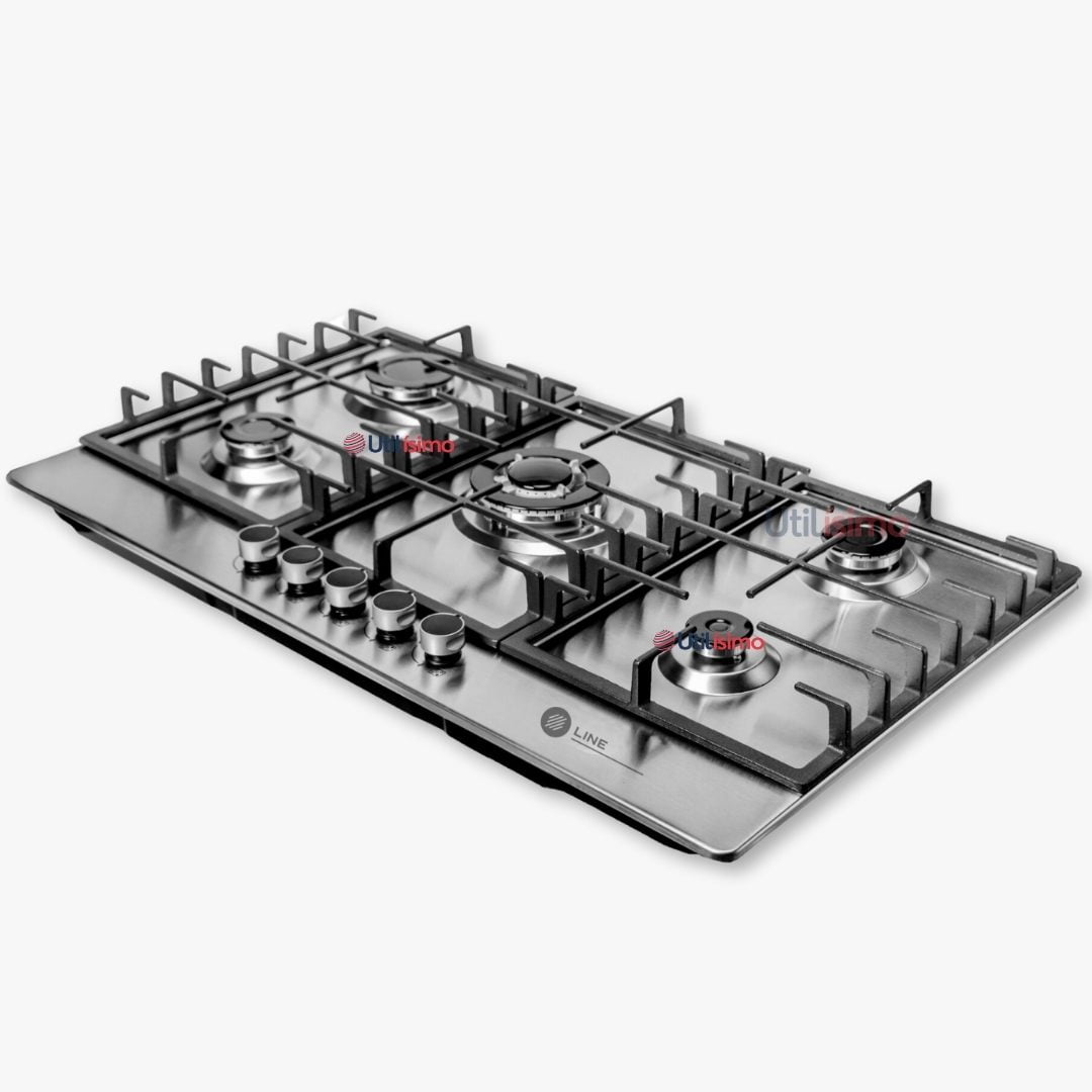 Line - Encimera Gas Licuado 5 Platos Acero Inox Con Chispero