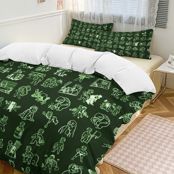 Green Fallout Comforter Set Soft 3 Pcs Twin Bedding Sets Thicken