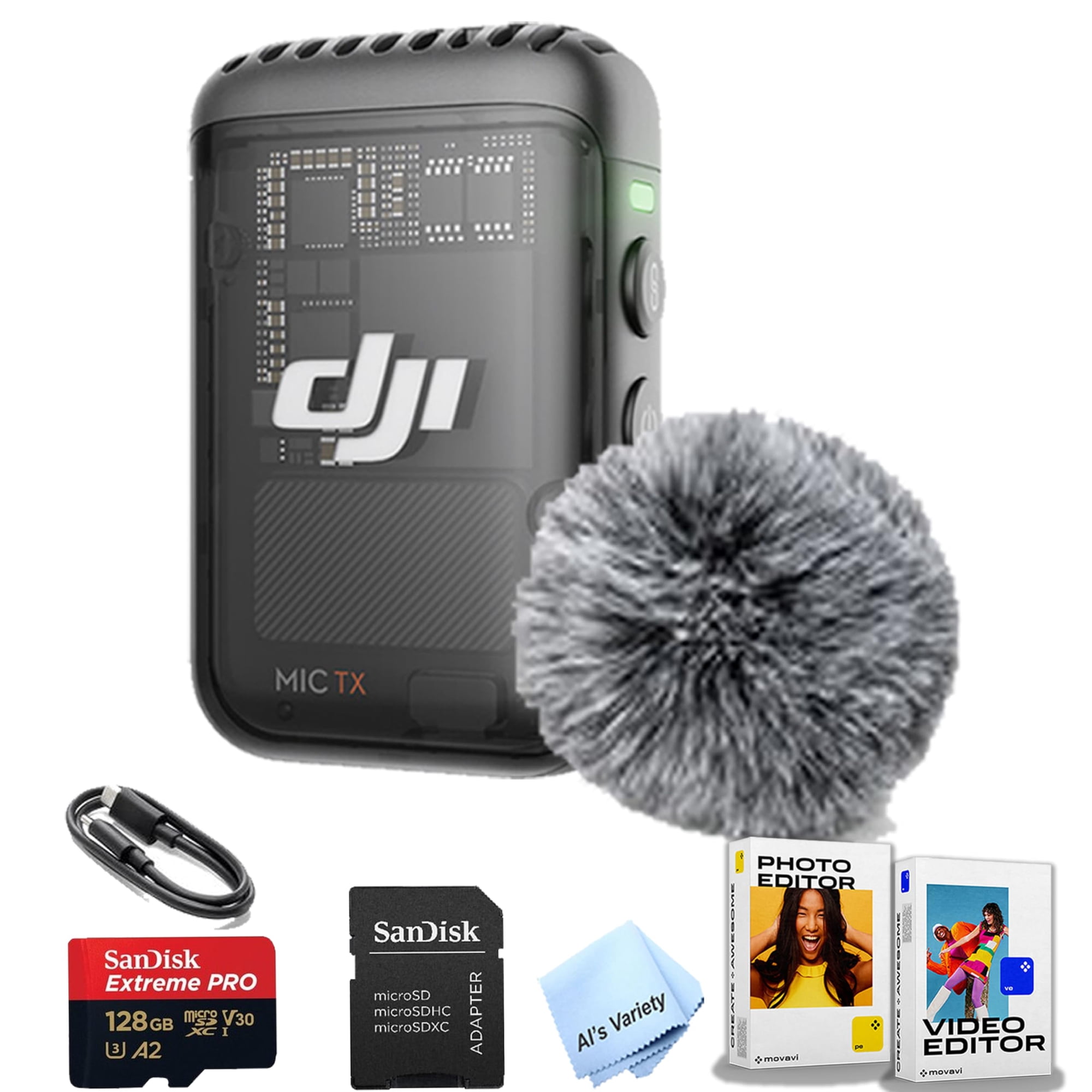 Micrófono Inalámbrico Dji Mic 2 Transmisor 128gb De Memoria Negro
