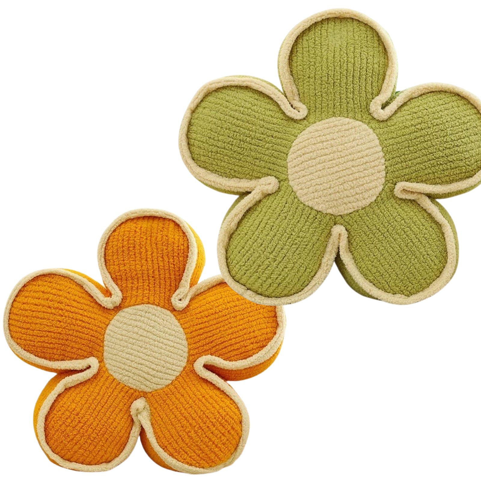 Genérico - Set De 2 Cojines Diseño Flor Color Naranja/Verde