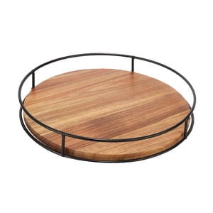 Magideal - Bandeja Giratoria De Madera Para Cocina, Organizador De Estación De Café, Estante De Especias Redondo Giratorio, Organizador Para Gabinete, Bandeja De