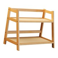 Magideal - Estante De Bambú De Doble Capa, Decoración Del Hogar, Estante De Almacenamiento De Artículos Pequeños Decorativos, Organizador De Almacenamiento De Es Color Bambú L