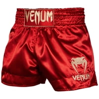 Shorts De Muay Thai Venum Clásicos Bordeaux Oro Talle S