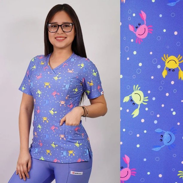 Delantal Mujer Ripholia 2508 tela elasticada estampada Cangrejos